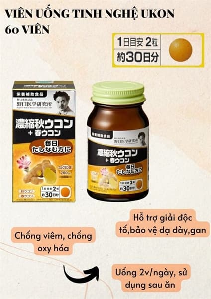 Viên uống nghệ 2 mùa giải rượu thải độc 30 ngày- 60 viên